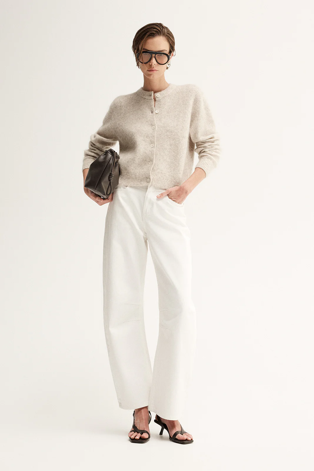 Abigail Knit Cardigan White Marle - Image 3