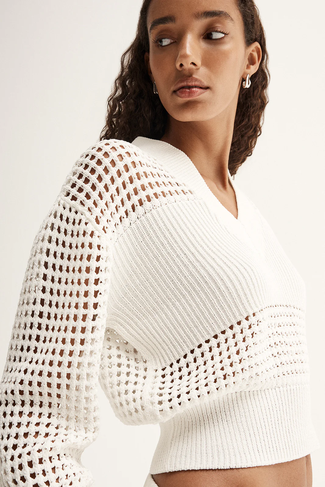 Aria Crochet Knit Jumper White - Image 2