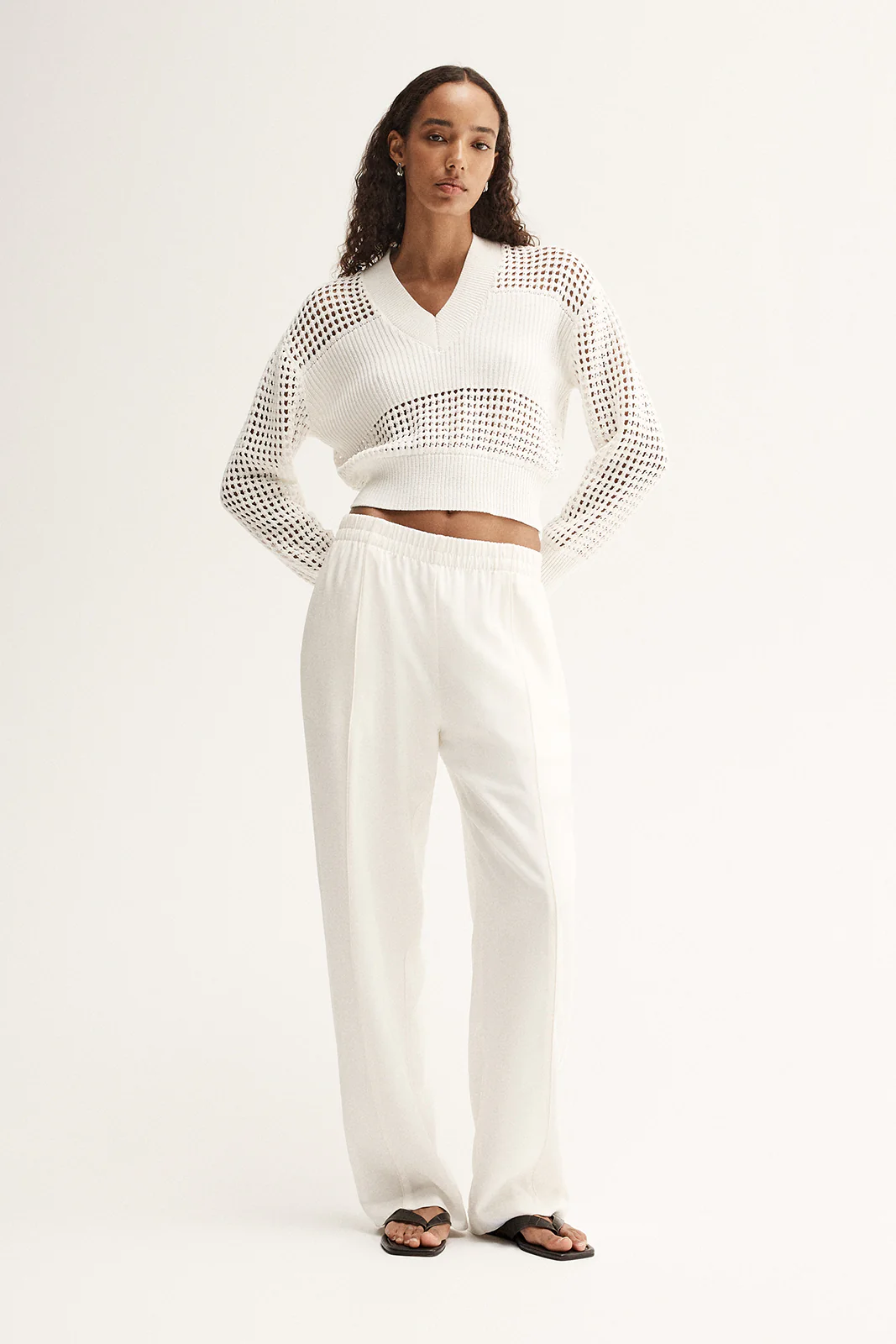 Aria Crochet Knit Jumper White - Image 3