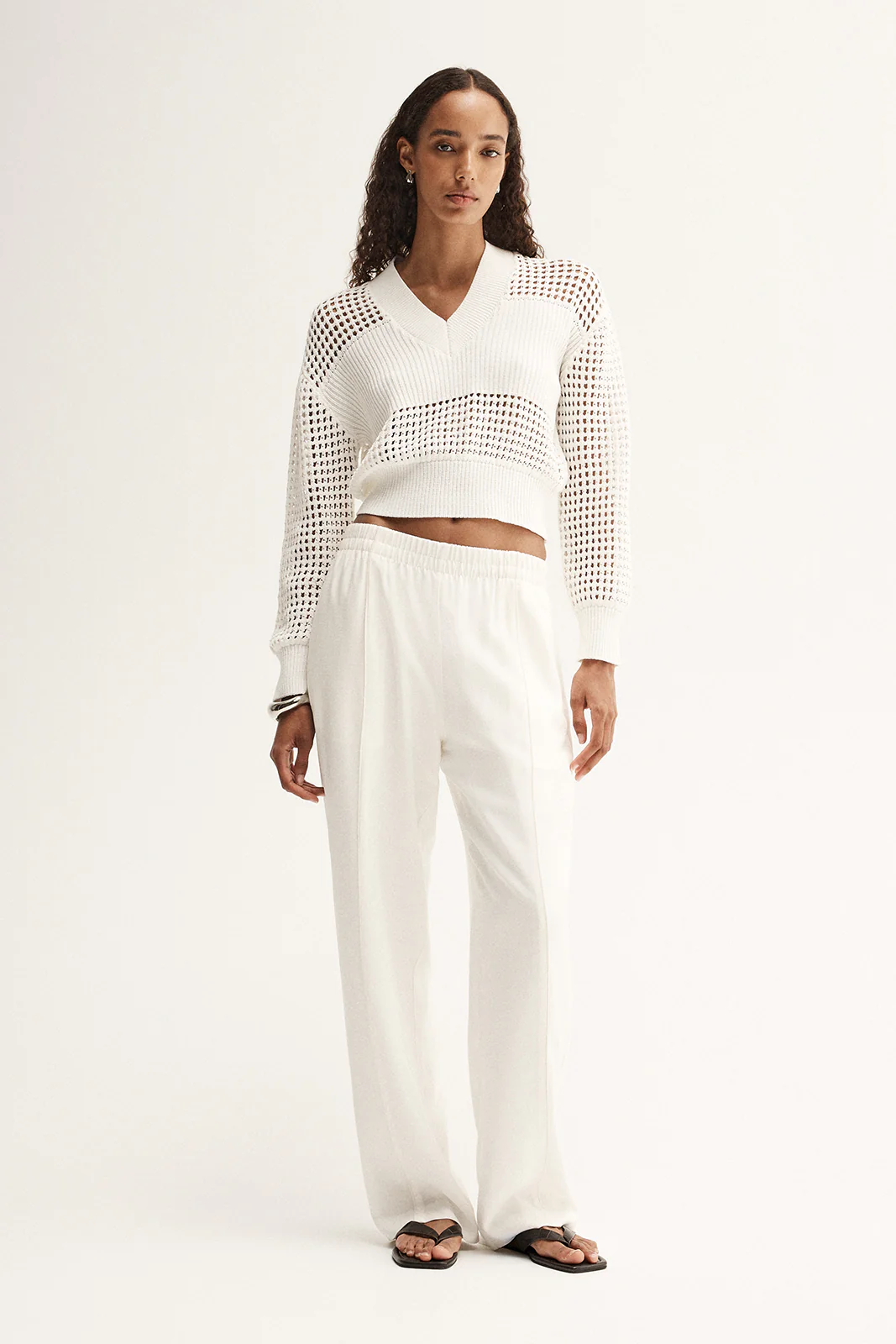 Aria Crochet Knit Jumper White - Image 4