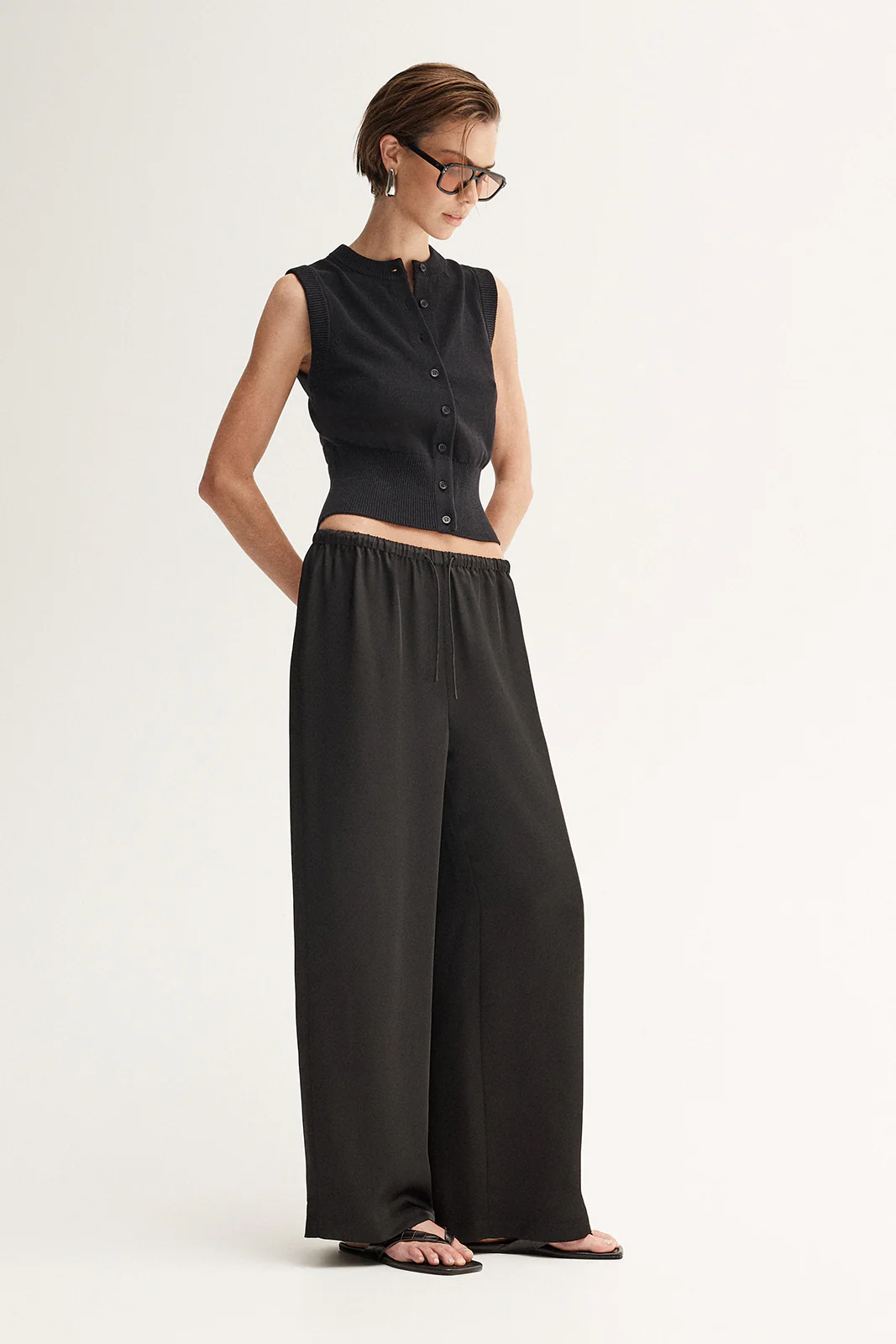 Clyde Knit Vest Top Black - Image 4