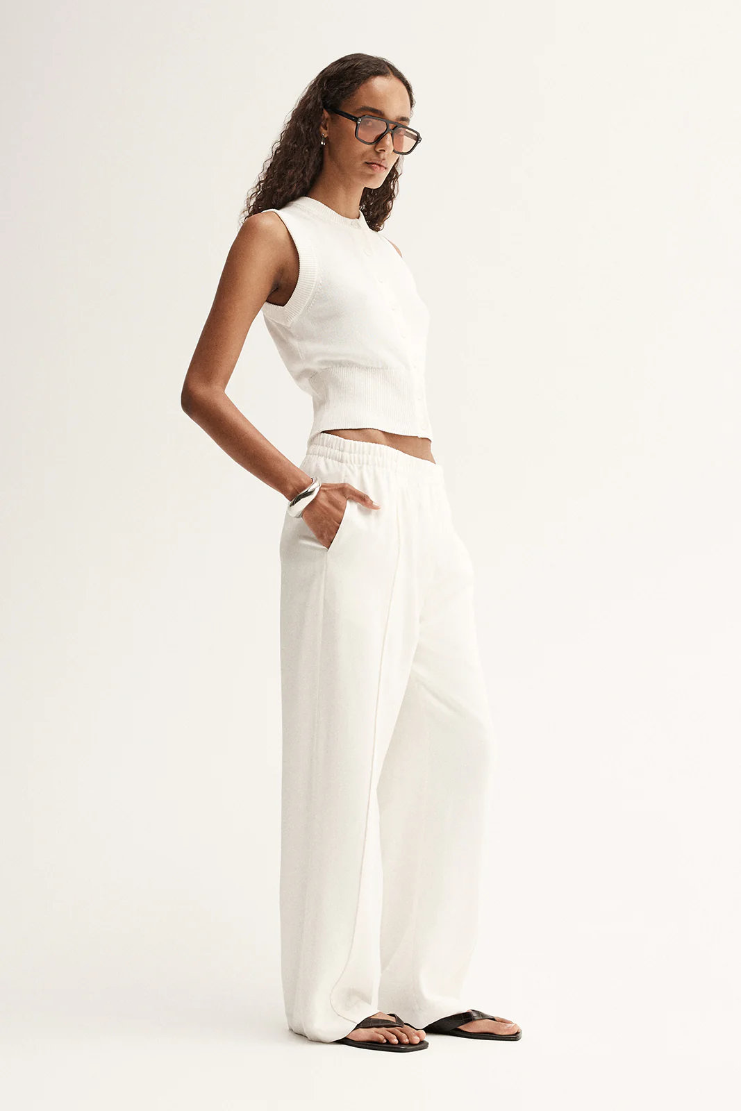 Clyde Knit Vest Top White - Image 3