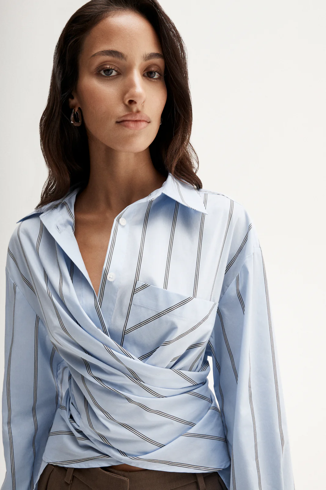 Dominic Wrap Shirt Blue Stripe - Image 3