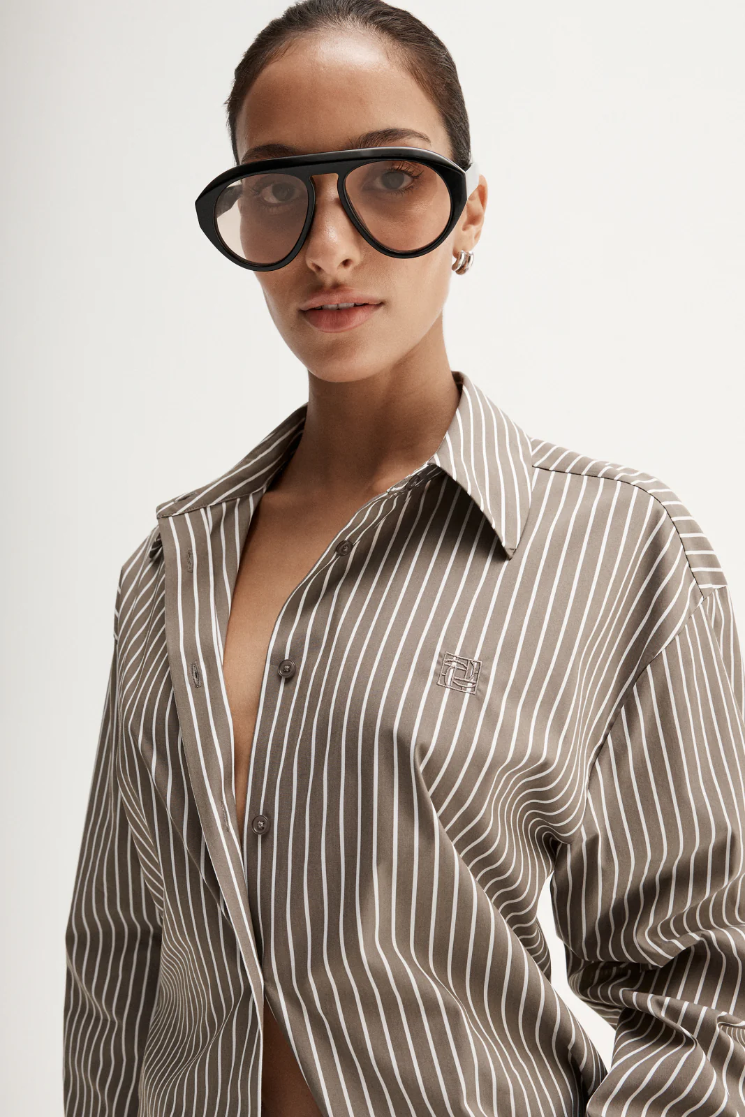 Emry Stripe Shirt Taupe Stripe - Image 2