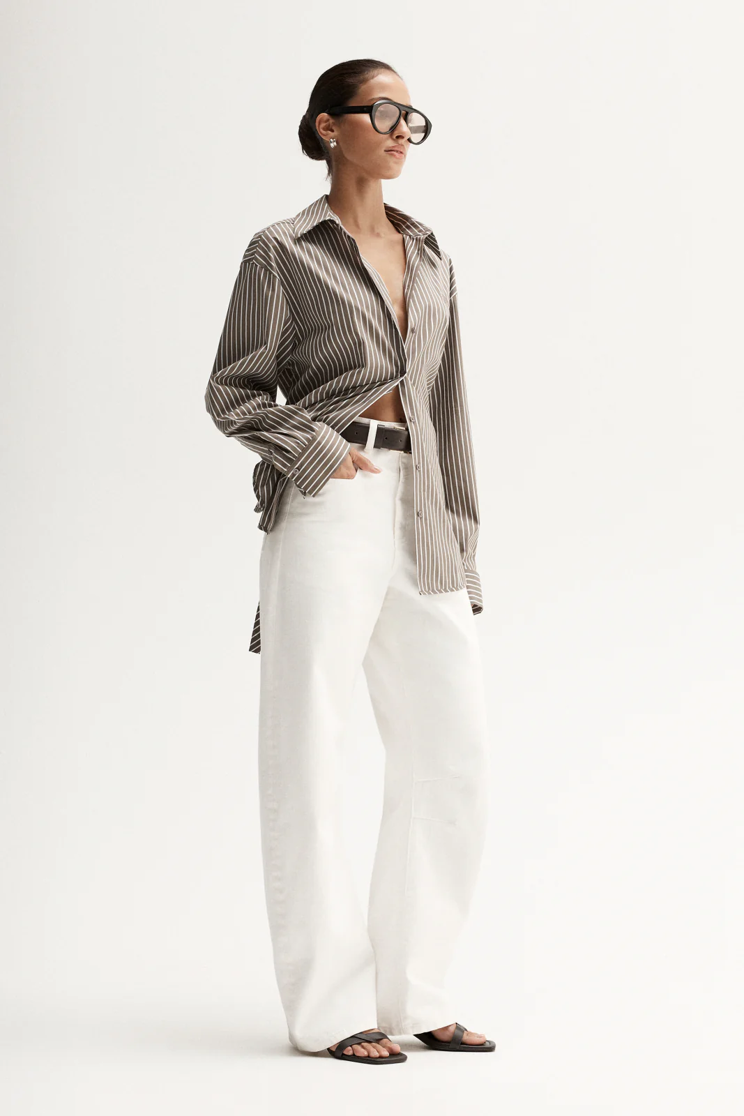 Emry Stripe Shirt Taupe Stripe - Image 3