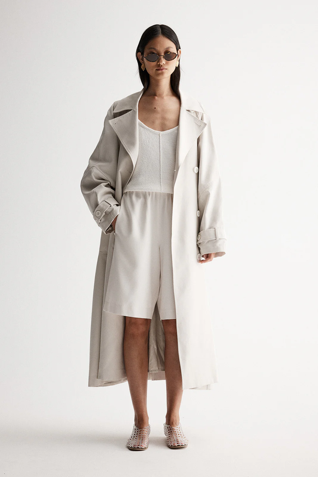 Leonora Trench Coat Bone - Image 5