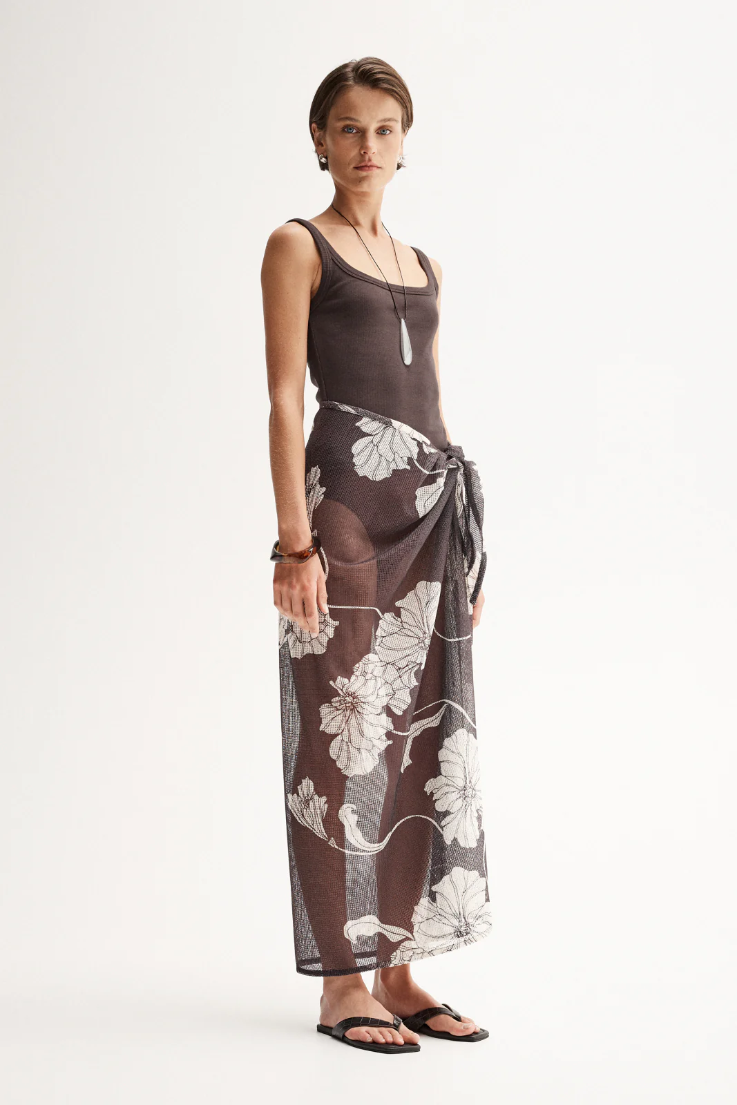 Lilian Sarong Chocolate Floral Print - Image 4
