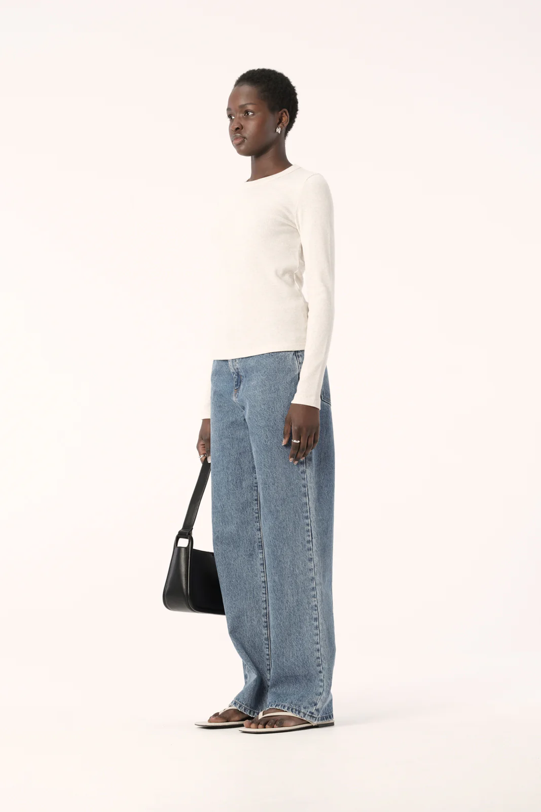 Nola Long Sleeve Top White Marle - Image 3