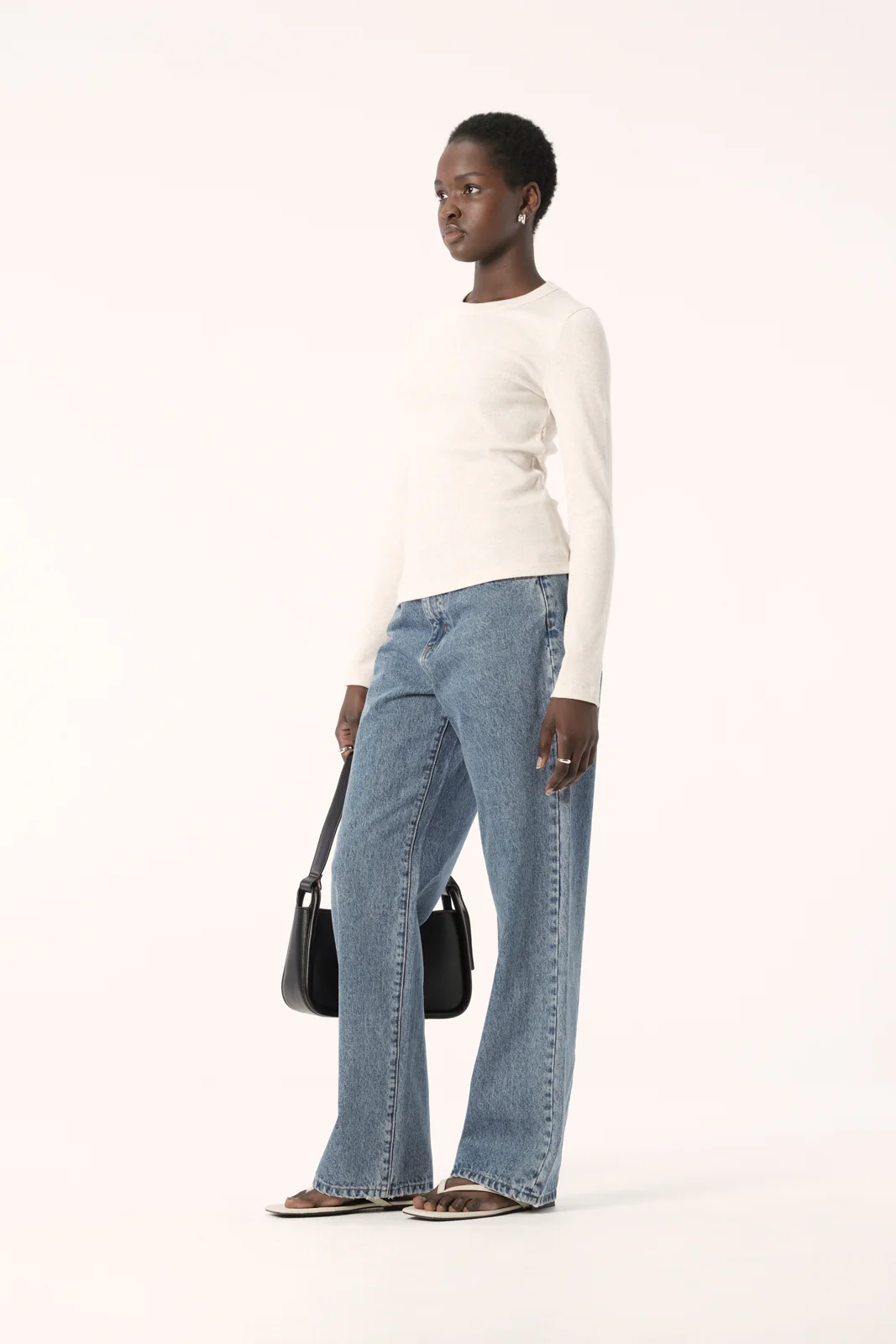 Nola Long Sleeve Top White Marle - Image 4