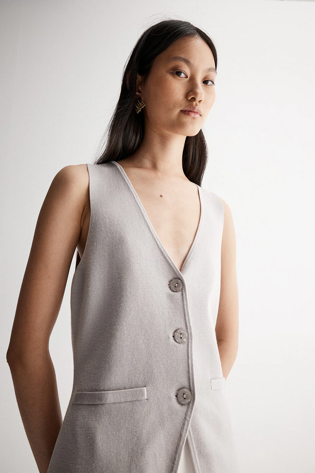 Quincey Knit Vest Stone - Image 2