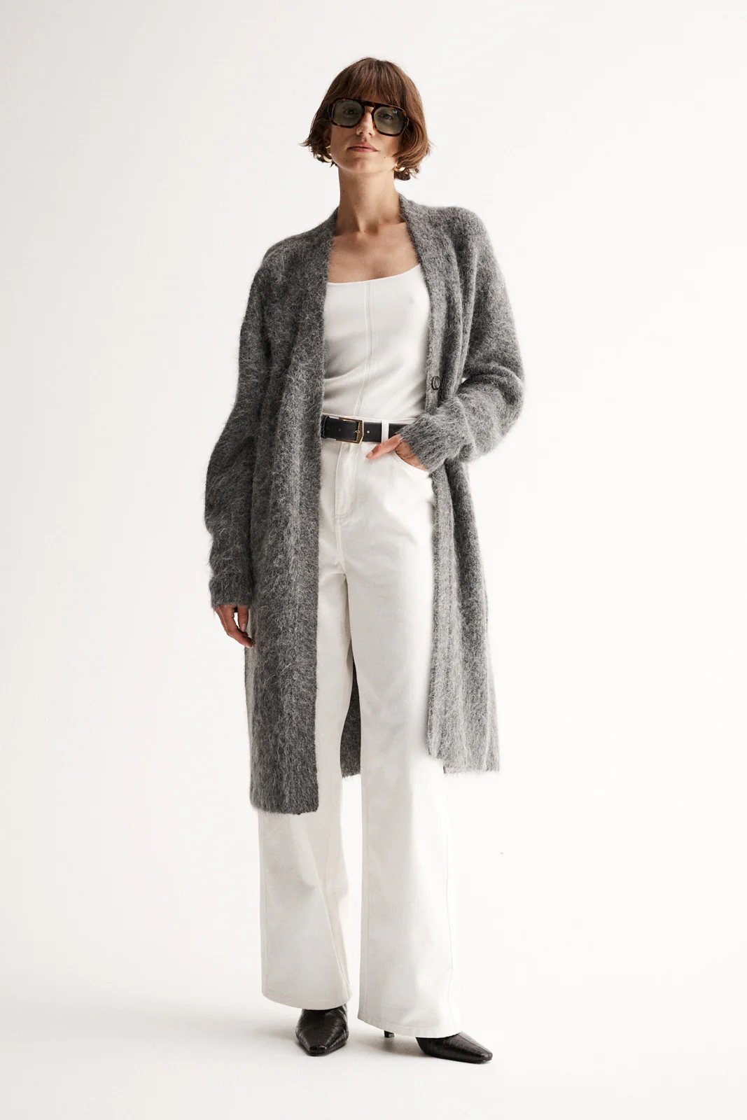 Simone Knit Cardigan Charcoal Marle - Image 3
