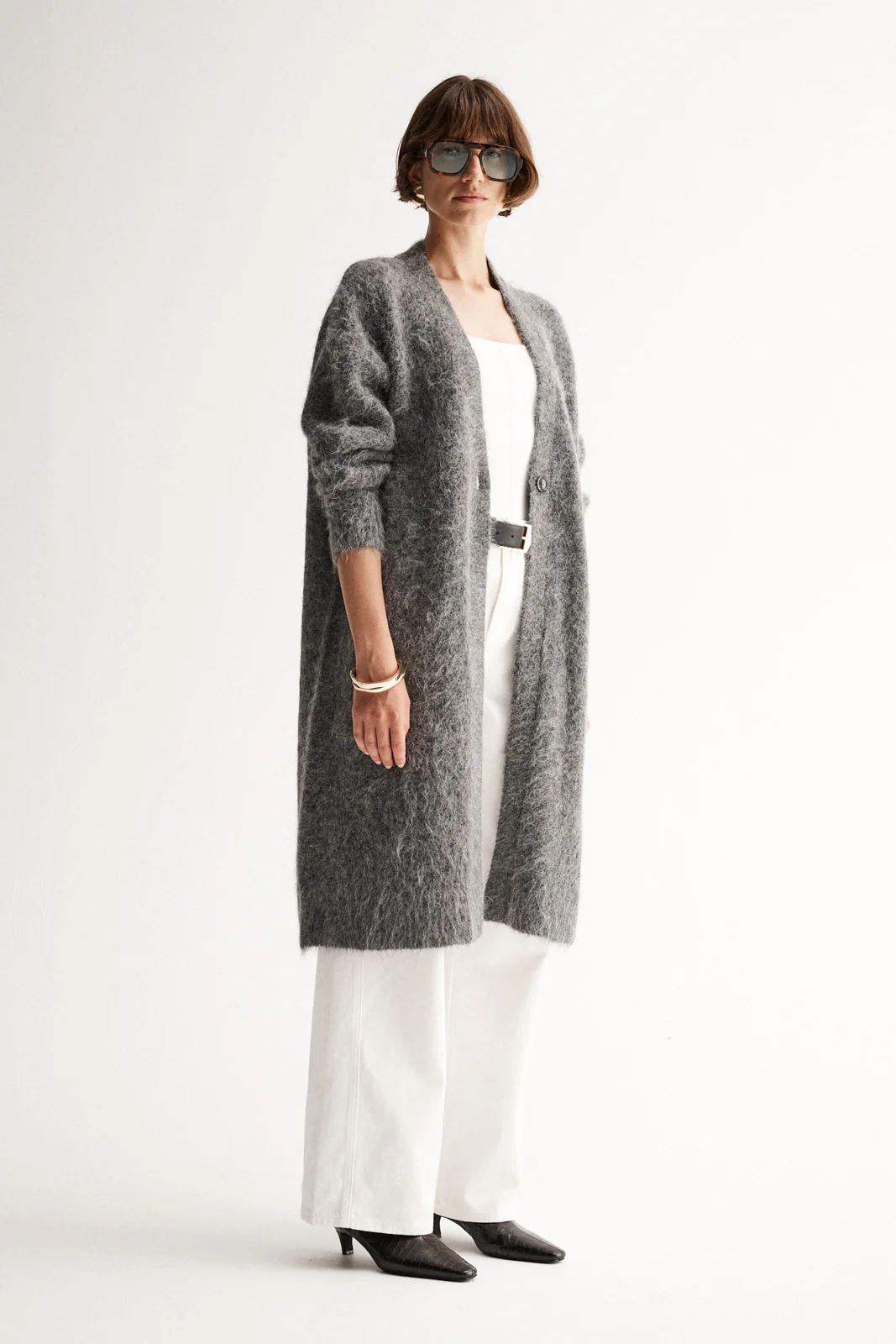 Simone Knit Cardigan Charcoal Marle - Image 4